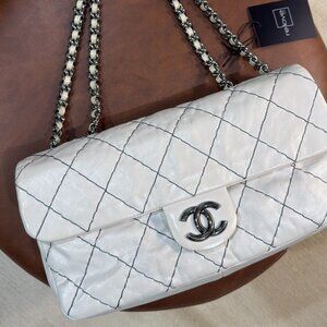 CHANEL - Vintage Double Stitch Flap Bag, Ivory
